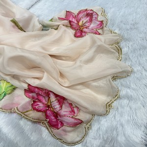 Exclusif à la mode doux organza numérique imprimé Sari Designer indien Boutique ethnique mariée Saree pour adultes élégante dernière fête - Product Image 6