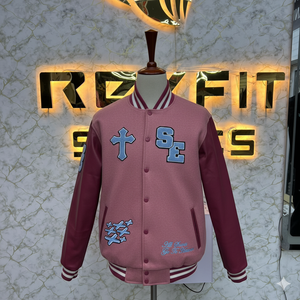 High Quality Custom Design Embroidered Wool and Silk Men's Jacket with <b>Covered</b> <b>Button</b> Closure versity jackets Lettermen jackets - Product Image 5
