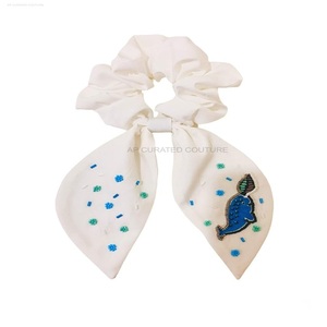 Personalizado hecho a mano indio con cuentas Scrunchies bordado a mano semilla con cuentas accesorio para el cabello - Product Image 5