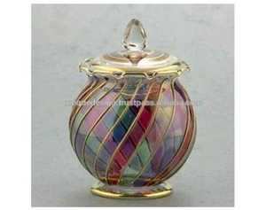 โถแก้วทรงรีสีทองพร้อมฝาปิดทรงไข่เป่าด้วยมือใบใหญ่หรูหราไม่เหมือนใคร - Product Image 3