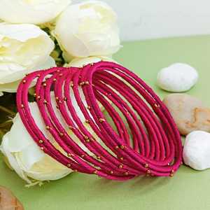 Bijoux de mode indien Bollywood perlé fil de soie rose mariage mariée Bracelet Bracelet ensemble - Product Image 2