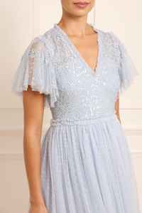 Vestido de satén acampanado con cuello en V, mangas regulares, cintura Natural, transpirable, respetuoso con el medio ambiente, Material antiestático, longitud máxima para - Product Image 4