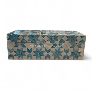 Boîte élégante en nacre, incrustation de coquillages faite à la main, rangement décoratif pour la décoration intérieure de luxe - Product Image 1