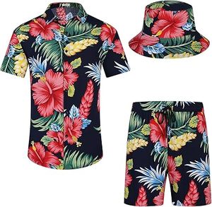 Men's New <b>Hawaiian</b> <b>Short</b> Sleeve Shirt Street Trend Print Beach Style Suit - Product Image 4