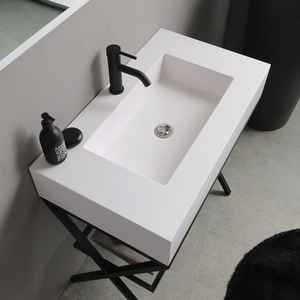 Mueble de Baño con Lavabo de 80 cm, con Estante de Vidrio y Base de Metal - Product Image 5