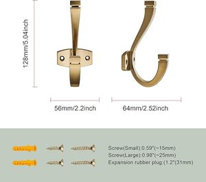Champagne Bronze Coat <b>Hooks</b> Decorative Wall <b>Hooks</b> for Bathroom Bedroom <b>Kitchen</b>-Robe & Towel <b>Hooks</b> - Product Image 4
