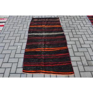 3x5.7 ft Turkish <b>Rug</b>, Vintage Accent <b>Rug</b>, <b>Black</b> Floral Wool <b>Rug</b> - Product Image 1