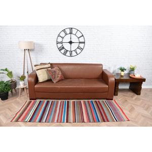 Alfombra Turca Vintage de 2.6x6.9 pies, Alfombra de Lana Azul Kilim - Product Image 1