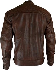 Veste en cuir de motard noire matelassée Jack pour hommes, veste en cuir de moto unique pour hommes - Product Image 6