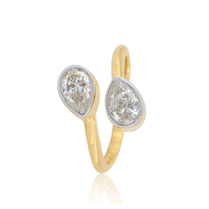 14K Solid Gold 1.06 Carat Lab Grown Diamond Pear Open Bypass <b>Ring</b> <b>Adjustable</b> Luxury Trendy Wedding Engagement Jewelry for - Product Image 2