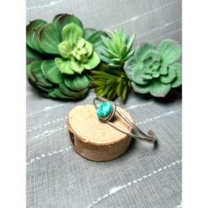 Emerald Valley Turquoise & Sterling Silver Cuff Bracelet Handmade by Navajo Artists Fashion Accessory - Product Image 3