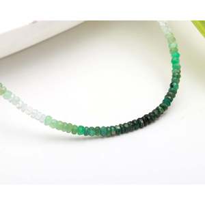Collier teinté émeraude avec perles de 3-4 mm, diamants, plaqué or rhodié, style religieux tendance, chaînes pour mariages et cadeaux - Product Image 3