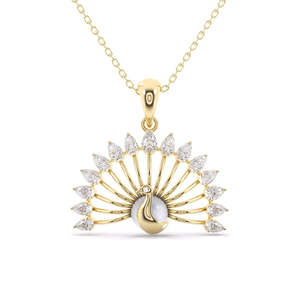 Colgante de diamante talla pera con diseño de pavo real de Bollywood, 1.40 ct, color E-F, VVS-VS, diamante cultivado en laboratorio, en oro de 14K, para regalo de aniversario nupcial. - Product Image 3