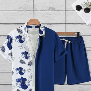 Conjunto de camisa y pantalones cortos de manga corta para hombre, conjunto de dos piezas informal fresco para viajes diarios al aire libre de verano para hombre - Product Image 5