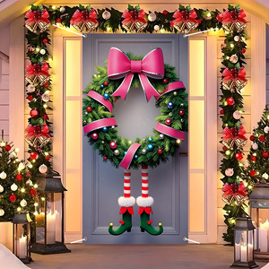 Biểu ngữ cửa Giáng sinh 2025 chất liệu polyester bền, có thể tùy chỉnh, trang trí treo cửa ra vào, màu đỏ hồng - Product Image 6