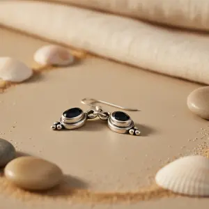 ต่างหูห้อยประดับพลอยออนิกซ์สีดำ ชุบทอง 14K เงินแท้ 925 สำหรับผู้หญิง ของขวัญงานแต่งงาน พร้อมสัญลักษณ์ทางศาสนาคริสต์ - Product Image 3