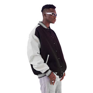 Blouson bombardier de baseball universitaire élégant pour hommes noir blanc décontracté Streetwear College Letterman vêtements d'extérieur pour les sports d'automne et d'hiver - Product Image 3