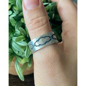 Handmade Ethnic <b>Statement</b> <b>Ring</b> Navajo-Made Sterling <b>Silver</b> Band Geometric Pattern Featuring Natural Size 14.25 for Everyday Wear - Product Image 2