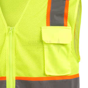 Chaleco DE TRABAJO reflectante de alta visibilidad profesional para hombres, chaleco de seguridad con logotipo personalizado, sitio de construcción de tráfico en carretera al aire libre - Product Image 6