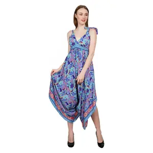 Bel colore stampa floreale tuta Boho tuta senza maniche con scollo a v Design per le ragazze e le donne al miglior prezzo