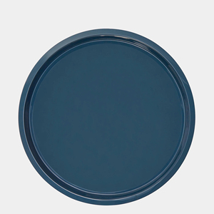 Top choisi bleu rond laque plateau de service à la main laqué brillant organisateur décoratif pour Table à manger ou décor à la maison - Product Image 4