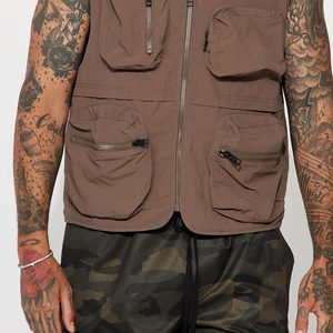 Chaqueta deportiva de secado rápido para exteriores para hombre, chaleco cargo multibolsillo personalizado con lona transpirable para uso de verano y seguridad Bre - Product Image 6