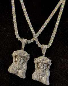 Ensemble de chaîne de coupe princesse en argent sterling 925 personnalisé de luxe en or 14 carats charme hindou avec pierre principale Moissanite style Hip Hop - Product Image 3