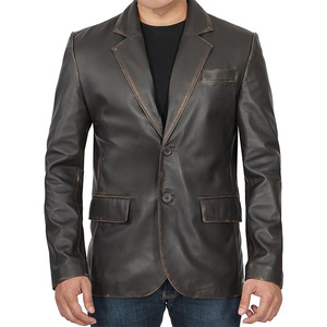 Veste en cuir vintage pour homme Skinjacket, coupe ajustée, élégante, hiver, logo personnalisable sur le devant, respirante, séchage rapide, fermeture éclair - Product Image 1