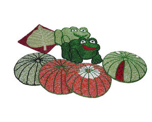 Juego de Posavasos Redondos con Cuentas y Manteles Individuales con Cuentas, Posavasos Hechos a Mano para una Cena Elegante y Decoración de Mesa - Product Image 1