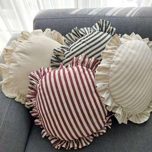 Heart-Design Bohemian Cotton Striped Flange <b>Pillow</b> Covers Woven Decorative Ruffled <b>Throw</b> <b>Pillow</b> Boho Style ITHL - Product Image 6
