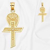 Nouvelle mode - Pendentif croix plaqué or jaune 14 carats - Accessoire religieux pour enfants - Mi Primera Communion espagnole - Accessoire spirituel pour enfants