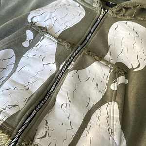 Sweat-shirts à capuche zippés en coton French Terry délavé, personnalisés avec impression sérigraphique, pour hommes, fabrication OEM - Product Image 5