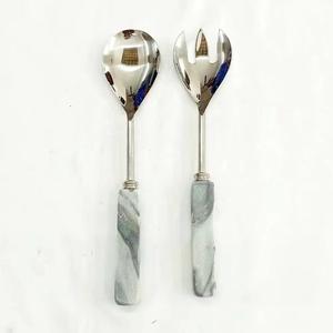 ชุดช้อนและส้อมสำหรับสลัดด้ามกลมทำจากสเตนเลสชุดช้อนและส้อม - Product Image 3