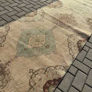 Alfombra Vintage de 3.3x24.3 pies, Alfombra Turca, Alfombra de Lana Abstracta Marrón y Verde - Product Image 2