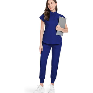 Vente en gros d'uniformes élastiques pour femmes unisexe avec logo personnalisé Vêtements de travail d'hôpital pour femmes Pantalon de beauté en toile pour infirmière - Product Image 2