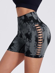 NORMOV cravate-teinture évider Yoga Sport pantalon femmes Push Up Sexy trou noir Fitness Gym course maigre femme élastique Yoga pantalon - Product Image 4