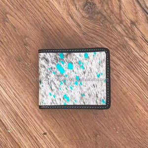 ออกแบบใหม่ของแท้หนังหรูหรากระเป๋าสตางค์ผมบนหนัง Cowhide โลหะผู้ชาย Bi-fold กระเป๋าสตางค์ผู้ถือบัตรของขวัญเงินสดสําหรับเขา - Product Image 3