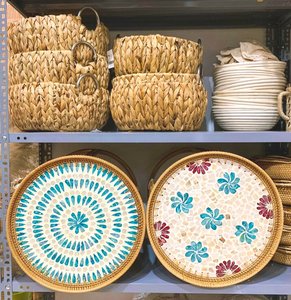 Panier de rangement artisanal en nacre, petit plateau à fruits et assiette à dîner, bateau à sushi en bambou tressé, décoration d'intérieur en provenance du Vietnam - Product Image 3