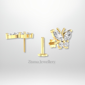 Lujo Marquesa diamante mariposa Stud pendientes laboratorio cultivado CVD diamantes 14K oro sólido IGI GIA certificado Piercing joyería - Product Image 1