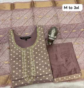 Bandhani étnico indio tradicional trabajo hecho a mano Salwar Kameez Festival de boda para mujer Pooja Sangeet vestido Dupatta Kurti pantalón para - Product Image 3