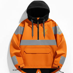 <b>Waterproof</b> Sports Outdoor Softshell Jacket Hood Stand Canvas <b>Waterproof</b> Fleece Zipper Closure Casual Print Pattern Rain <b>Coat</b> - Product Image 4