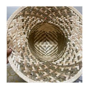 Sombrero de paja plano de ala ancha a precio competitivo para adultos Sombrero de cubo de material de hierba natural hecho a mano en Vietnam - Product Image 3