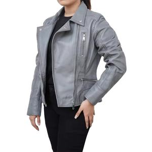 Veste en cuir véritable tendance vintage pour femmes avec doublure en coton, écologique et respirante, vestes pour femmes - Product Image 6
