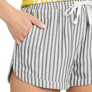 Pantalones cortos informales de verano para mujer, pantalones cortos a rayas con cordón elástico en la cintura, pantalones cortos para la playa con bolsillos, ropa de talla grande para mujer - Product Image 4