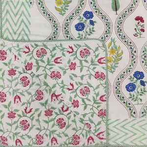 100% coton bloc de main imprimé lit simple Dohar artisanal fait à la main traditionnel fabriqué à la main 100% coton réversible Dohar - Product Image 1