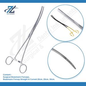 Bozeman Fórceps Uterinos 25cm Fórceps Uterinos Curvos Fórceps Instrumentos Quirúrgicos Básicos Fabricante de Acero Inoxidable Pakistán - Product Image 3