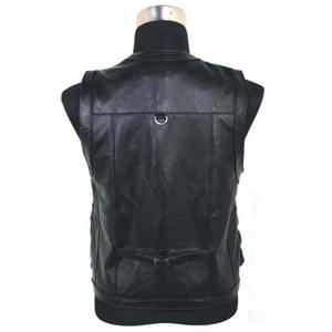 Genuine Leather Men's Winter Solid <b>Vest</b> Sleeveless Jacket Casual Many Pockets Brown <b>Black</b> Windproof Outerwear - Product Image 3