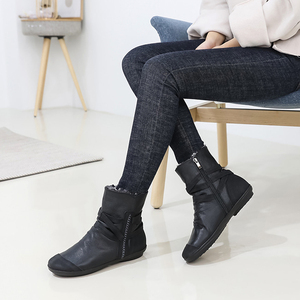 [JSHOE] Botas cortas de piel de cordero auténtica hechas a mano para mujer, zapatos cómodos de invierno con tacón bajo de 2cm y forro de piel - Product Image 6