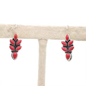 Pendiente de Plata de Ley 925 con coral rojo natural elegante estilo bohemio de boda para su regalo de aniversario mejorado con oro rosa - Product Image 1