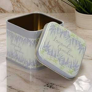 90x90x80 mm Lavender Garden Slip Lid Tin <b>Box</b> 0.6 L Square <b>Decorative</b> <b>Storage</b> with Elegant Style - Product Image 5
